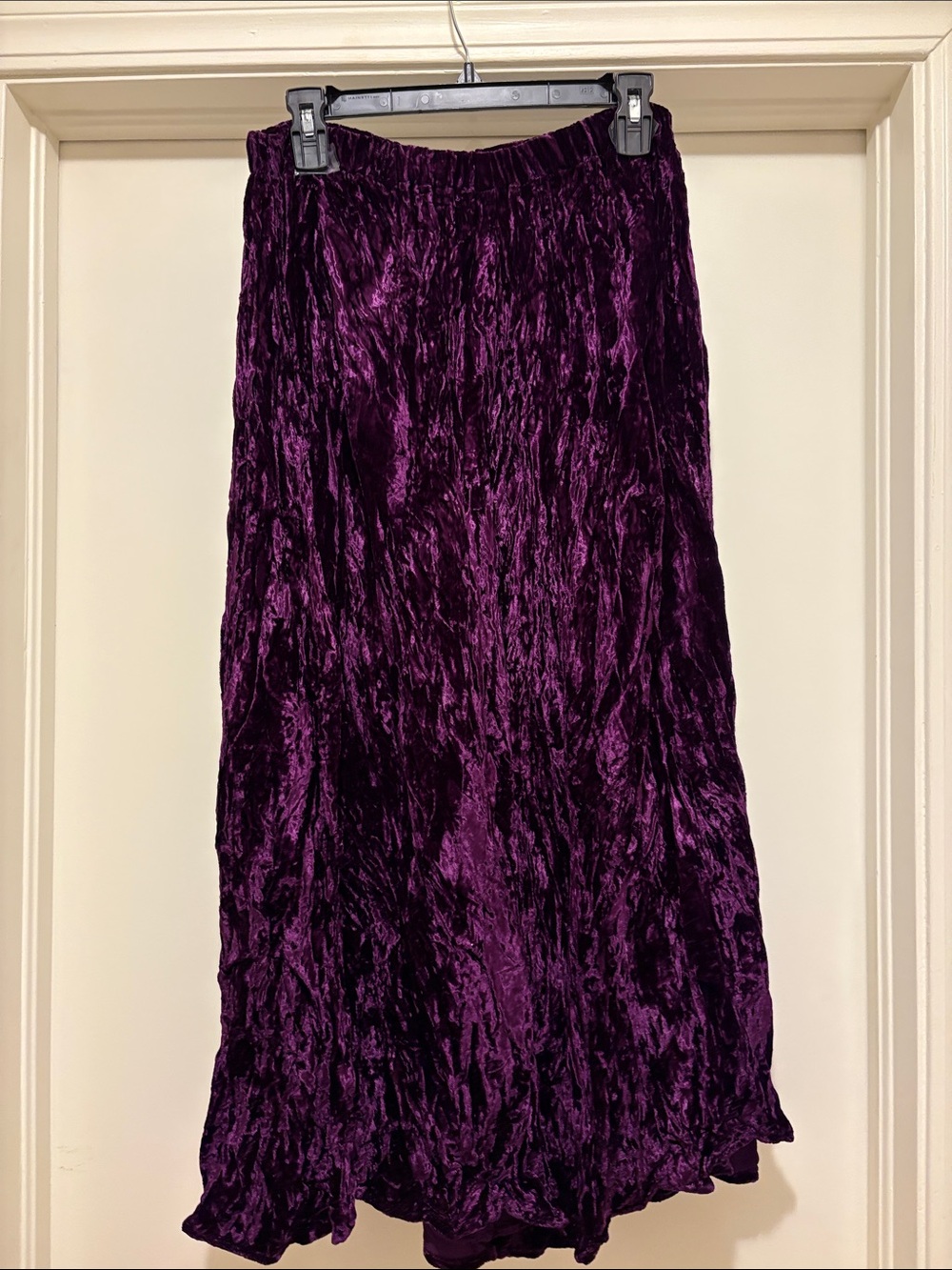 Crushed Velvet Maxi Skirt in Deep Purple
